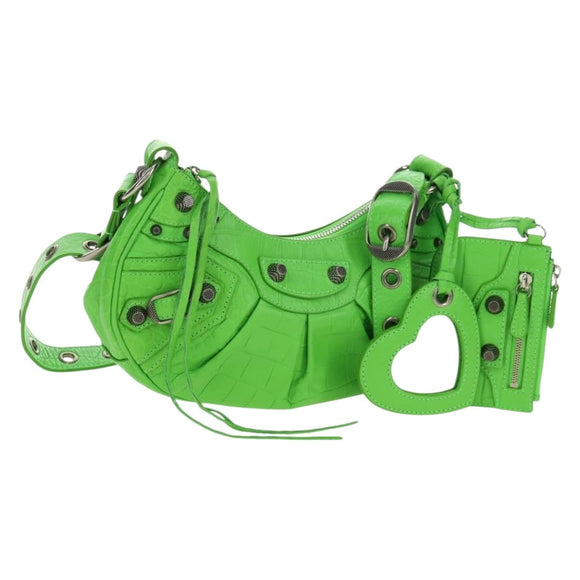 BALENCIAGA LE CAGOLE XS Hand Bag Leather Green 671309 Auth 183647SAM