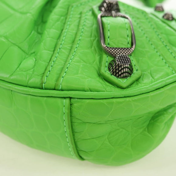 BALENCIAGA LE CAGOLE XS Hand Bag Leather Green 671309 Auth 183647SAM