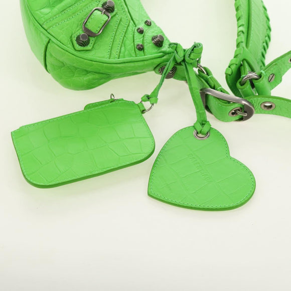 BALENCIAGA LE CAGOLE XS Hand Bag Leather Green 671309 Auth 183647SAM
