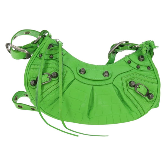BALENCIAGA LE CAGOLE XS Hand Bag Leather Green 671309 Auth 183647SAM