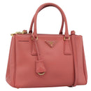 PRADA Galleria Hand Bag Safiano Leather 2way Pink Gold Auth 183648V-1