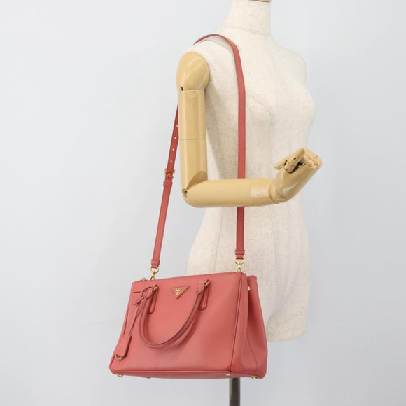 PRADA Galleria Hand Bag Safiano Leather 2way Pink Gold Auth 183648V