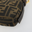 FENDI Zucca Canvas Mamma Baguette Shoulder Bag Black Brown Auth 183649SAV-14