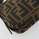 FENDI Zucca Canvas Mamma Baguette Shoulder Bag Black Brown Auth 183649SAV-15