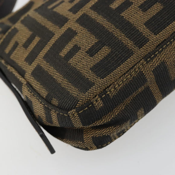 FENDI Zucca Canvas Mamma Baguette Shoulder Bag Black Brown Auth 183649SAV