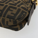 FENDI Zucca Canvas Mamma Baguette Shoulder Bag Black Brown Auth 183649SAV-16