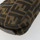 FENDI Zucca Canvas Mamma Baguette Shoulder Bag Black Brown Auth 183649SAV-17