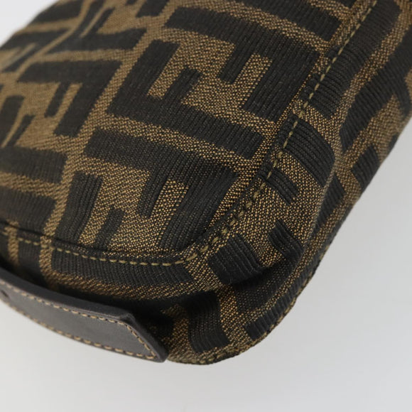 FENDI Zucca Canvas Mamma Baguette Shoulder Bag Black Brown Auth 183649SAV