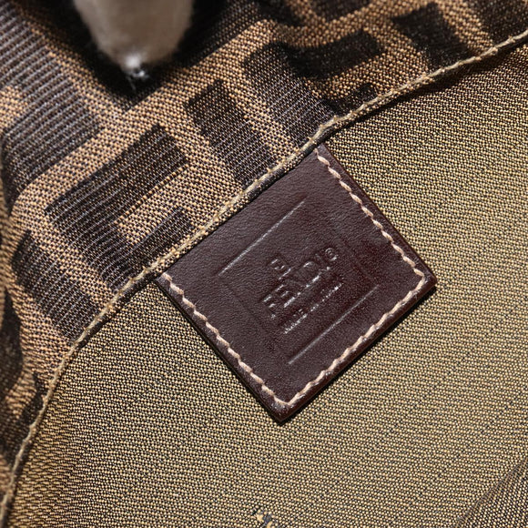 FENDI Zucca Canvas Mamma Baguette Shoulder Bag Black Brown Auth 183649SAV