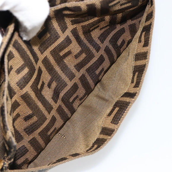 FENDI Zucca Canvas Mamma Baguette Shoulder Bag Black Brown Auth 183649SAV