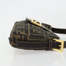 FENDI Zucca Canvas Mamma Baguette Shoulder Bag Black Brown Auth 183649SAV-3