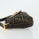 FENDI Zucca Canvas Mamma Baguette Shoulder Bag Black Brown Auth 183649SAV-4