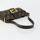 FENDI Zucca Canvas Mamma Baguette Shoulder Bag Black Brown Auth 183649SAV-7