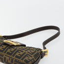 FENDI Zucca Canvas Mamma Baguette Shoulder Bag Black Brown Auth 183649SAV-8