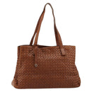 BOTTEGA VENETA INTRECCIATO Tote Bag Leather Brown Gold Auth 183650A-1