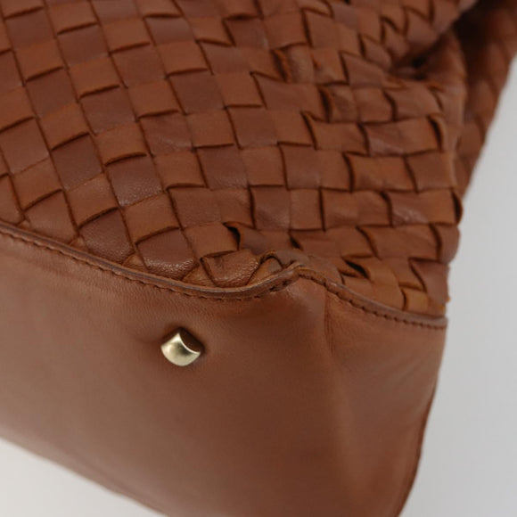 BOTTEGA VENETA INTRECCIATO Tote Bag Leather Brown Gold Auth 183650A