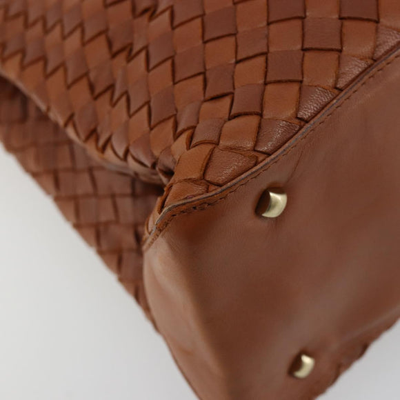 BOTTEGA VENETA INTRECCIATO Tote Bag Leather Brown Gold Auth 183650A