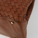 BOTTEGA VENETA INTRECCIATO Tote Bag Leather Brown Gold Auth 183650A-15