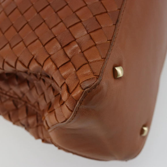 BOTTEGA VENETA INTRECCIATO Tote Bag Leather Brown Gold Auth 183650A