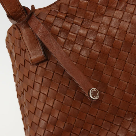 BOTTEGA VENETA INTRECCIATO Tote Bag Leather Brown Gold Auth 183650A