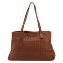 BOTTEGA VENETA INTRECCIATO Tote Bag Leather Brown Gold Auth 183650A-13