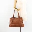 BOTTEGA VENETA INTRECCIATO Tote Bag Leather Brown Gold Auth 183650A-28