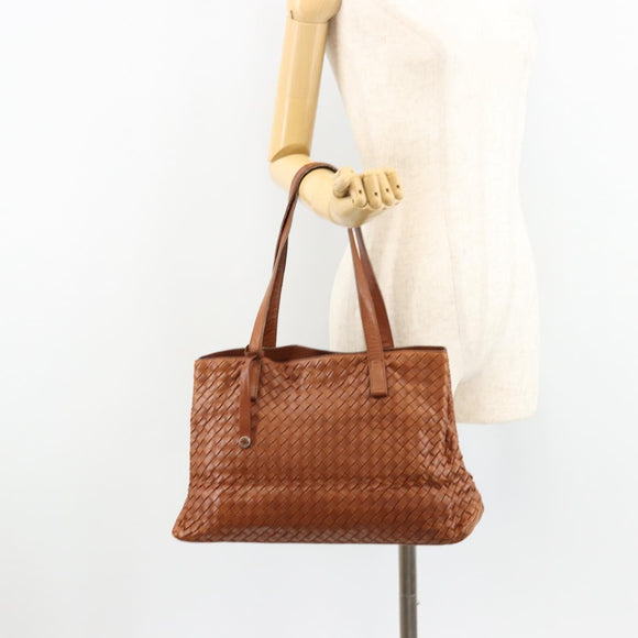 BOTTEGA VENETA INTRECCIATO Tote Bag Leather Brown Gold Auth 183650A