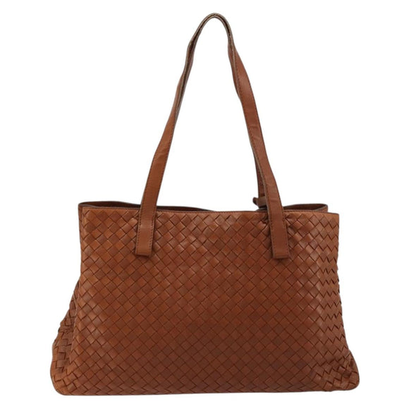 BOTTEGA VENETA INTRECCIATO Tote Bag Leather Brown Gold Auth 183650A