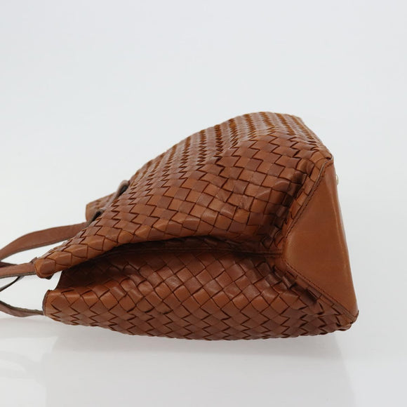 BOTTEGA VENETA INTRECCIATO Tote Bag Leather Brown Gold Auth 183650A