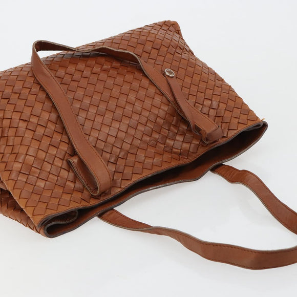 BOTTEGA VENETA INTRECCIATO Tote Bag Leather Brown Gold Auth 183650A