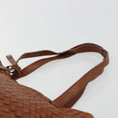 BOTTEGA VENETA INTRECCIATO Tote Bag Leather Brown Gold Auth 183650A-8