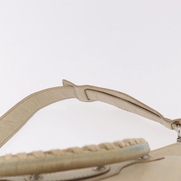 BALENCIAGA The First Hand Bag Leather 2way Beige Silver 240577 Auth 183652V