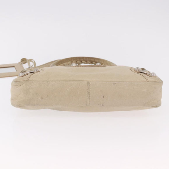 BALENCIAGA The First Hand Bag Leather 2way Beige Silver 240577 Auth 183652V