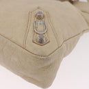 BALENCIAGA The First Hand Bag Leather 2way Beige Silver 240577 Auth 183652V-10