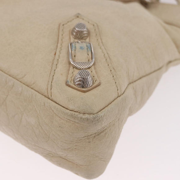 BALENCIAGA The First Hand Bag Leather 2way Beige Silver 240577 Auth 183652V