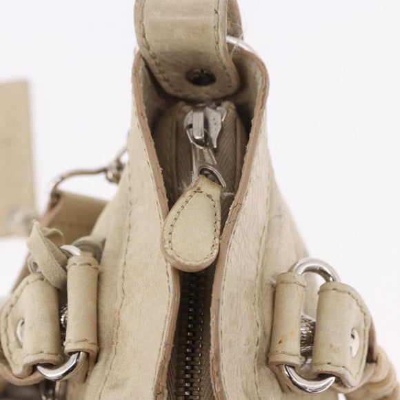 BALENCIAGA The First Hand Bag Leather 2way Beige Silver 240577 Auth 183652V