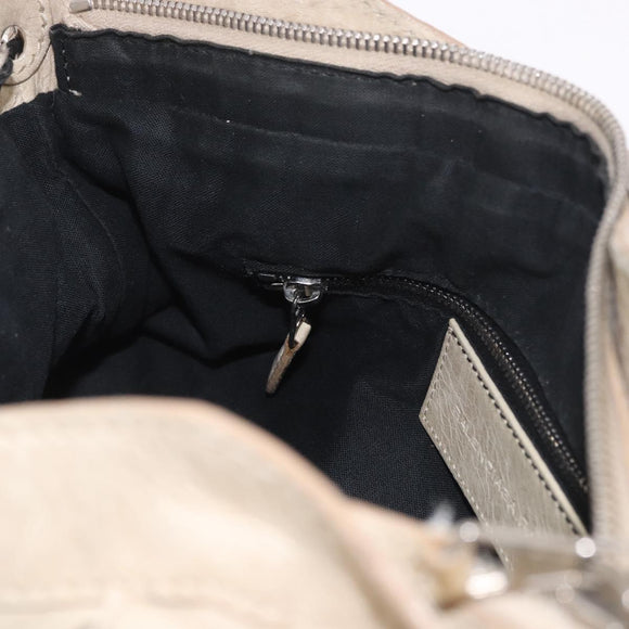 BALENCIAGA The First Hand Bag Leather 2way Beige Silver 240577 Auth 183652V