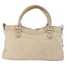 BALENCIAGA The First Hand Bag Leather 2way Beige Silver 240577 Auth 183652V-2