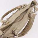 BALENCIAGA The First Hand Bag Leather 2way Beige Silver 240577 Auth 183652V-6