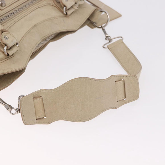 BALENCIAGA The First Hand Bag Leather 2way Beige Silver 240577 Auth 183652V