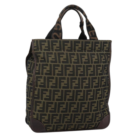 FENDI Zucca Canvas Handtasche Schwarz Braun Auth 183655