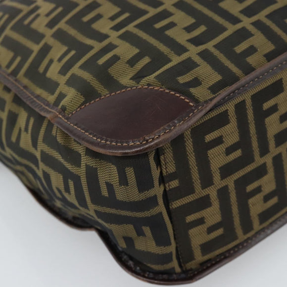 FENDI Zucca Canvas Handtasche Schwarz Braun Auth 183655