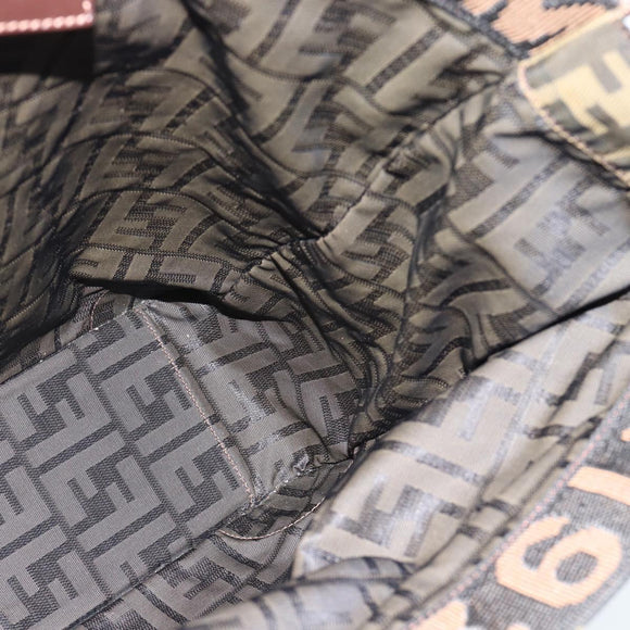 FENDI Zucca Canvas Handtasche Schwarz Braun Auth 183655