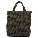 FENDI Zucca Canvas Handtasche Schwarz Braun Auth 183655-2