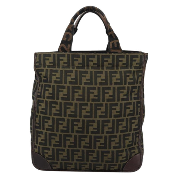 FENDI Zucca Canvas Handtasche Schwarz Braun Auth 183655