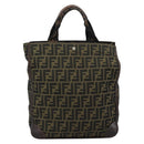 FENDI Zucca Canvas Handtasche Schwarz Braun Auth 183655-3