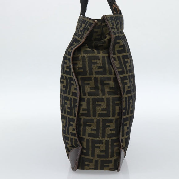 FENDI Zucca Canvas Handtasche Schwarz Braun Auth 183655