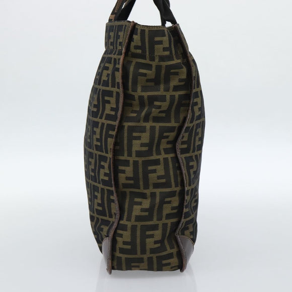FENDI Zucca Canvas Handtasche Schwarz Braun Auth 183655