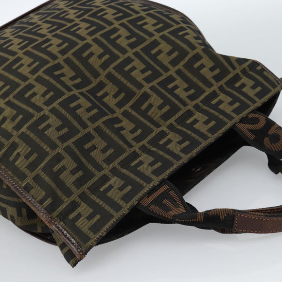FENDI Zucca Canvas Handtasche Schwarz Braun Auth 183655