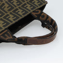 FENDI Zucca Canvas Handtasche Schwarz Braun Auth 183655-7